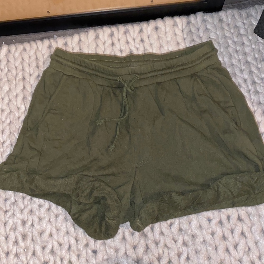 Olive green sweat shorts from aritzia